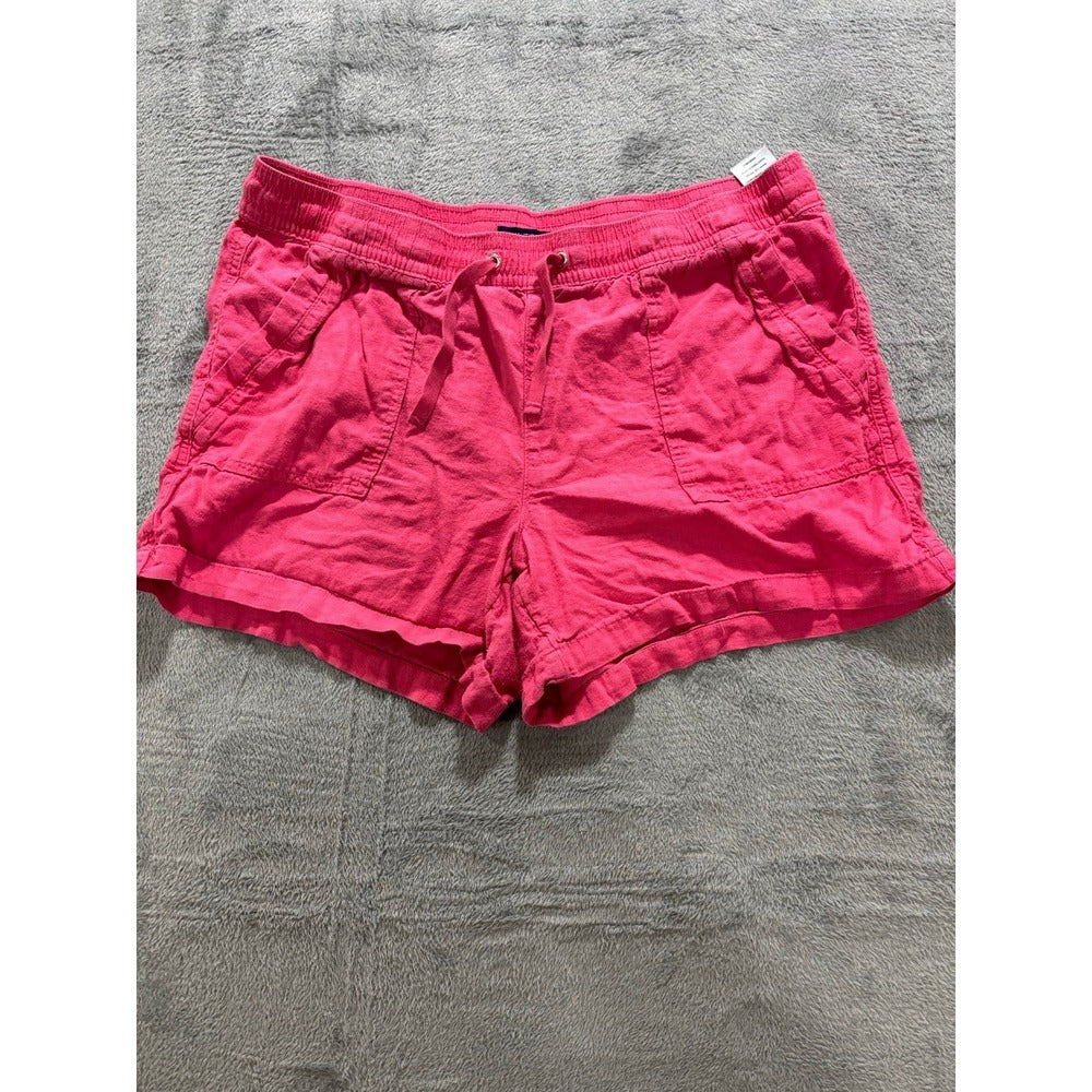Nautica XL Pink Linen Blend Drawstring Shorts Womens Coastal Preppy Casual
