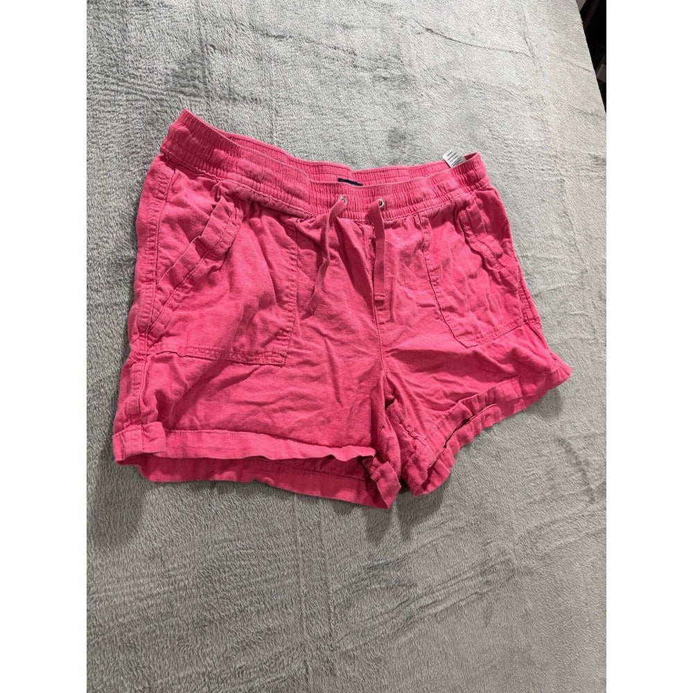 Nautica XL Pink Linen Blend Drawstring Shorts Womens Coastal Preppy Casual