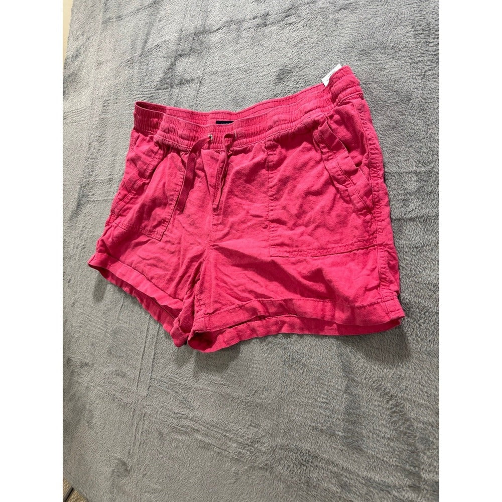 Nautica XL Pink Linen Blend Drawstring Shorts Womens Coastal Preppy Casual