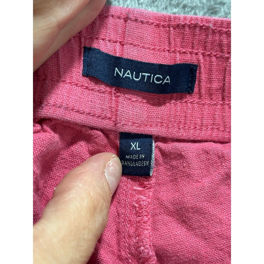 Nautica XL Pink Linen Blend Drawstring Shorts Womens Coastal Preppy Casual
