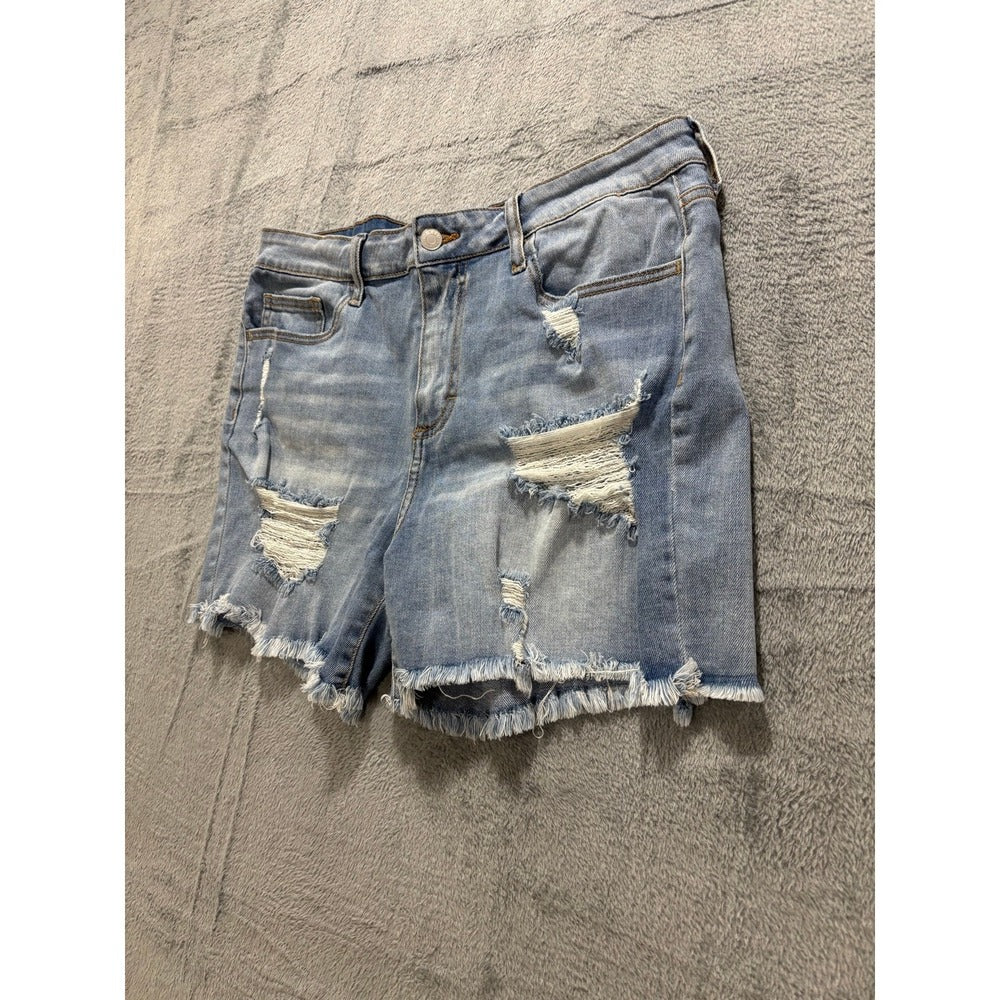 Cello XL Womens Light Wash Distressed Cutoff Denim Shorts Boho Casual