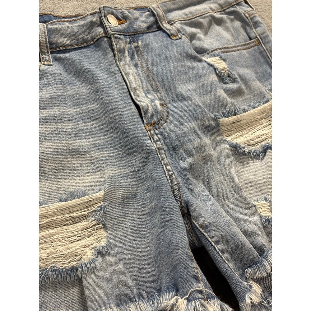 Cello XL Womens Light Wash Distressed Cutoff Denim Shorts Boho Casual