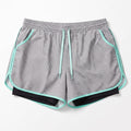 RBX Womens XL Gray Teal Trim Lined Athletic Running Shorts Athleisure