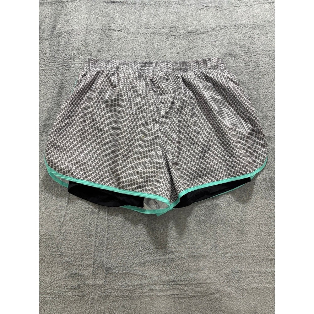 RBX Womens XL Gray Teal Trim Lined Athletic Running Shorts Athleisure