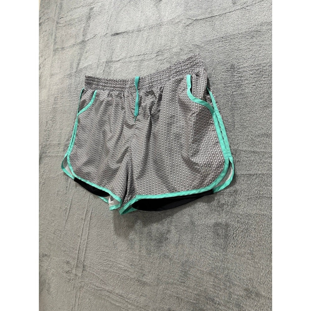RBX Womens XL Gray Teal Trim Lined Athletic Running Shorts Athleisure