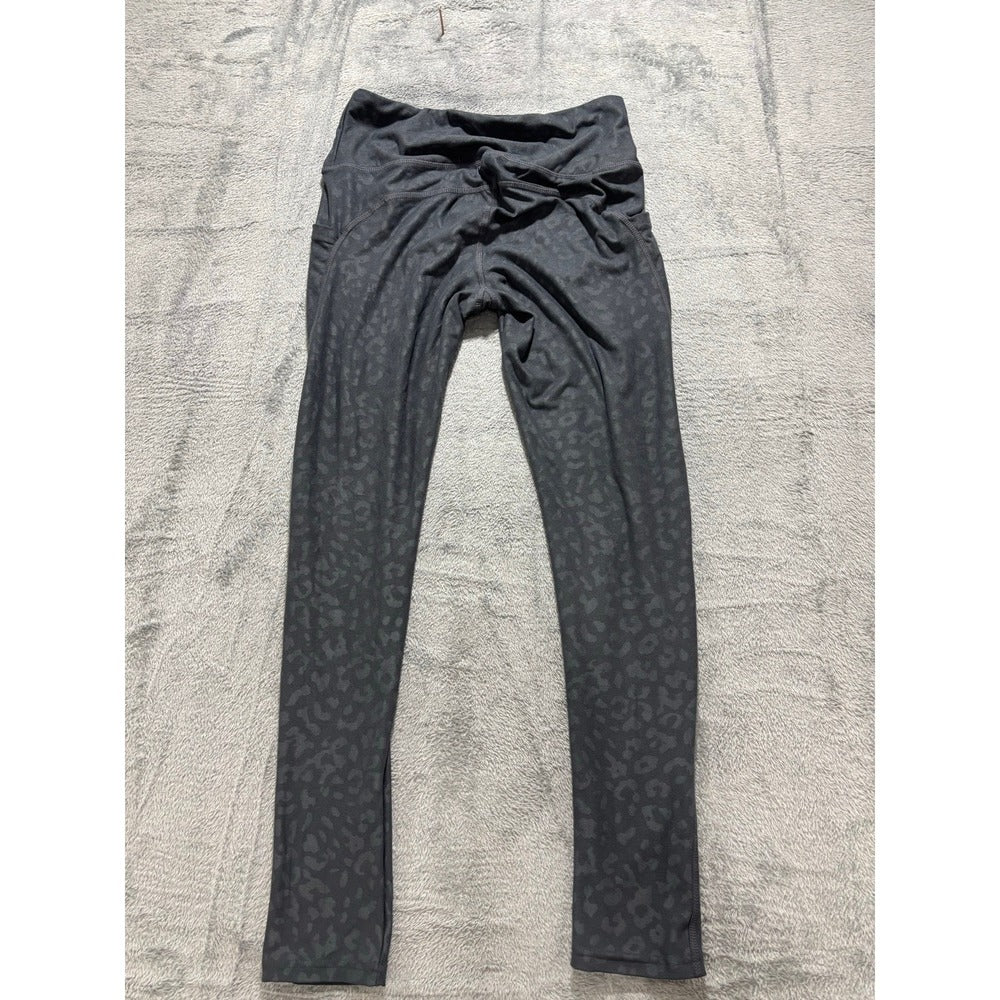 Yitong L Black Leopard Embossed High Waist Leggings Womens Athleisure Casual NWT
