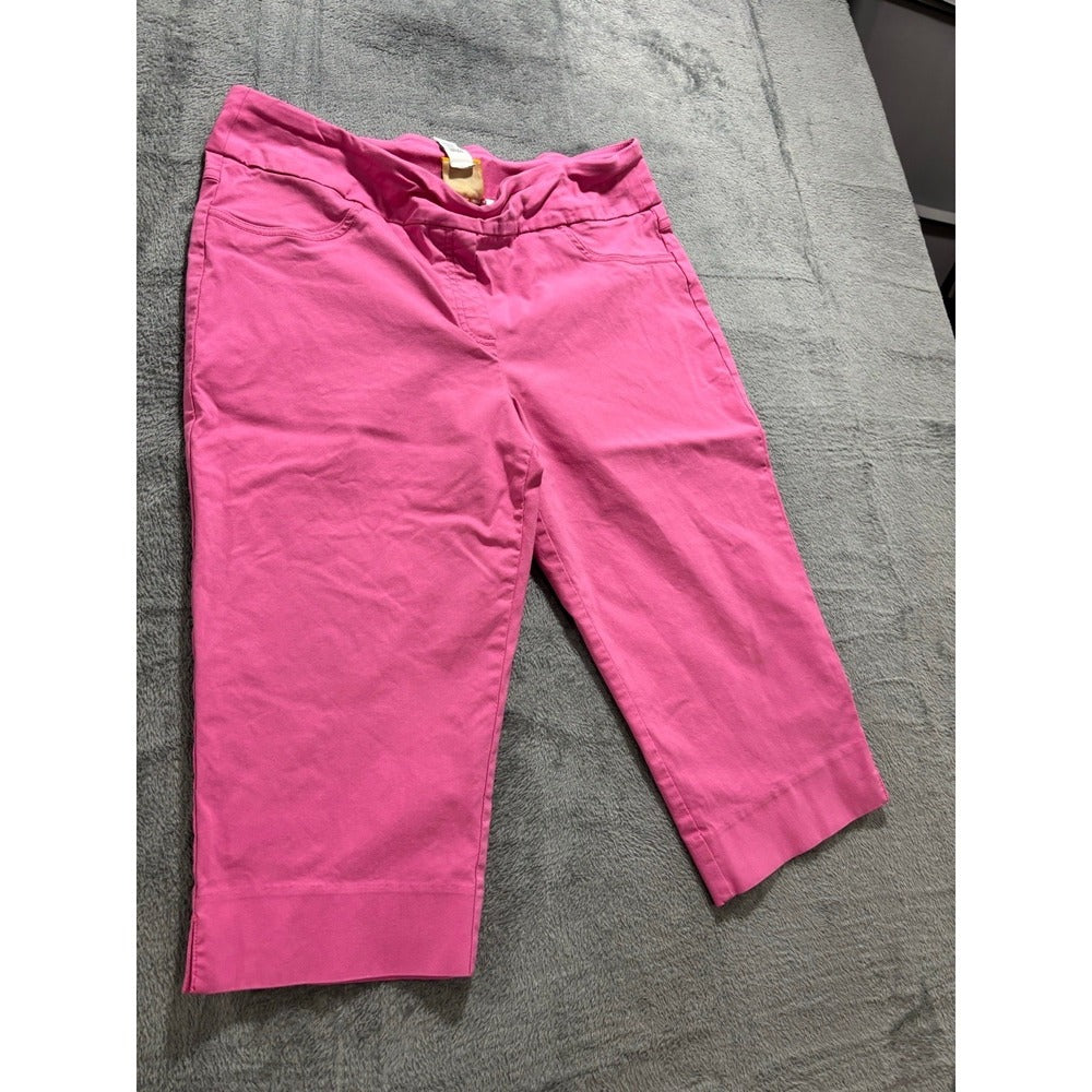 Ruby Rd Womens 16 Pink Pull-On Capri Pants Casual Cozy Cropped Trousers