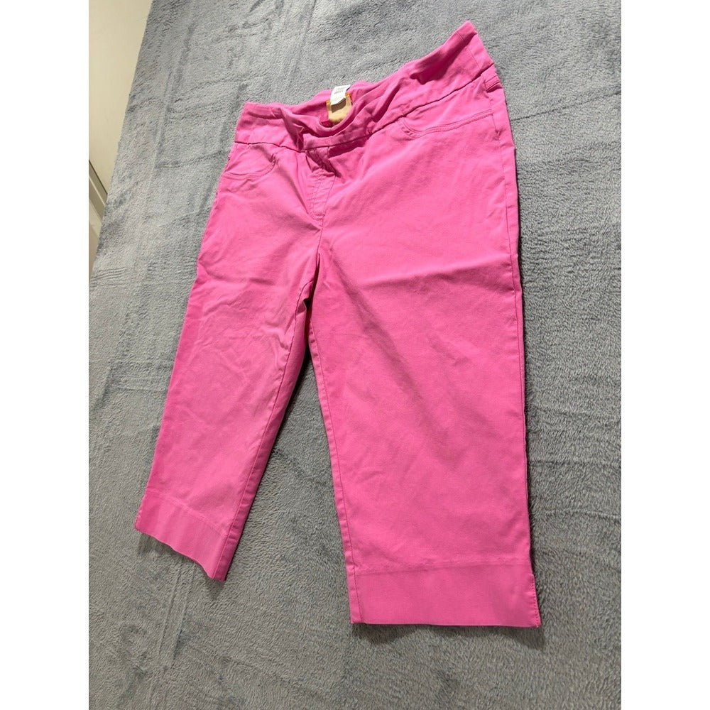 Ruby Rd Womens 16 Pink Pull-On Capri Pants Casual Cozy Cropped Trousers