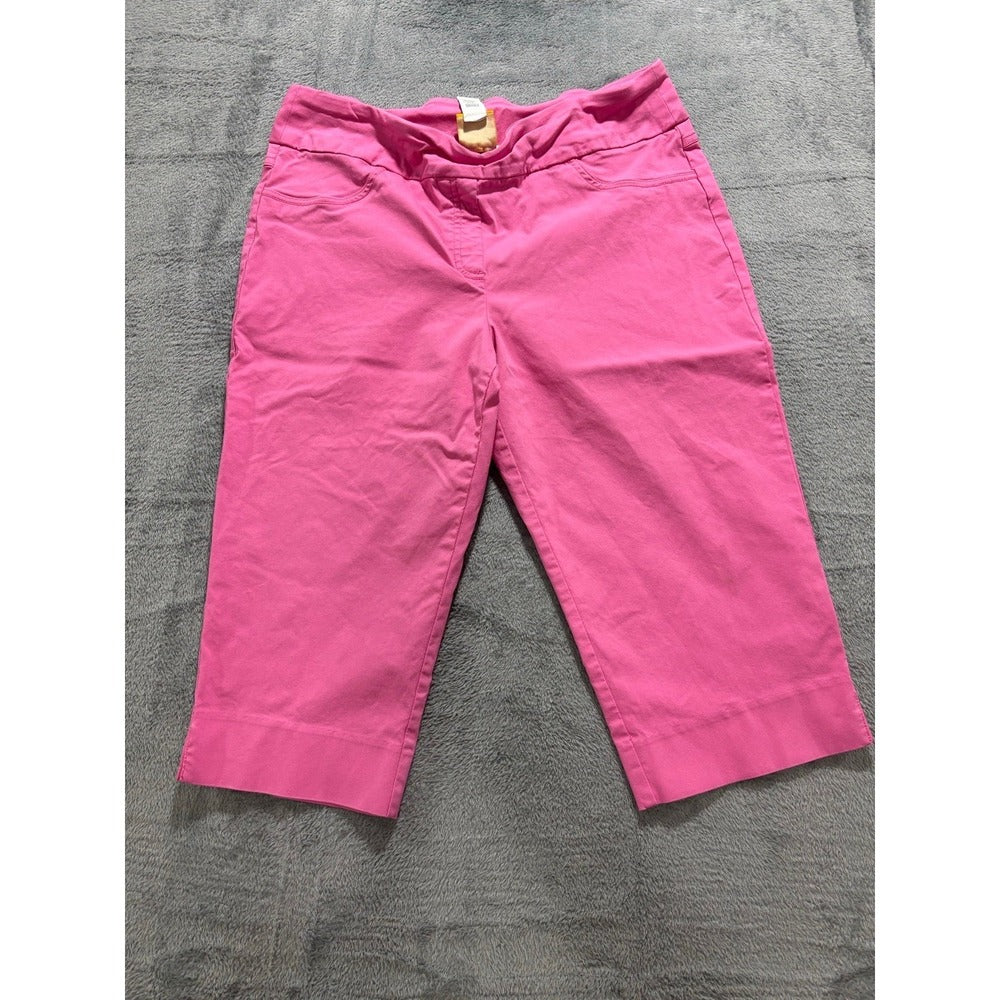 Ruby Rd Womens 16 Pink Pull-On Capri Pants Casual Cozy Cropped Trousers