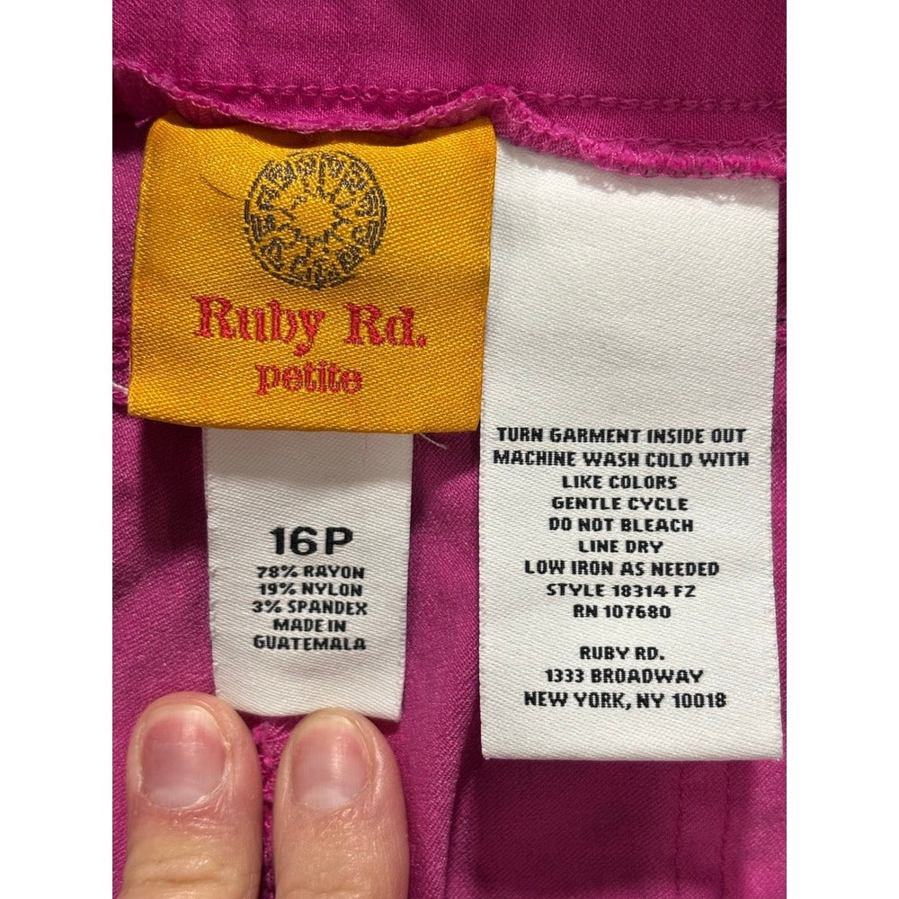 Ruby Rd Womens 16P Pink Pull On Capri Pants Casual Preppy Cozy
