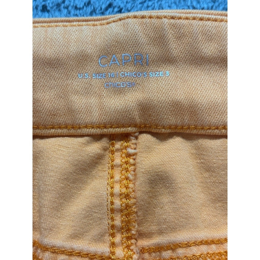 Chico's 16 Womens Orange Pull-On Capri Pants Boho Casual 3 NWT