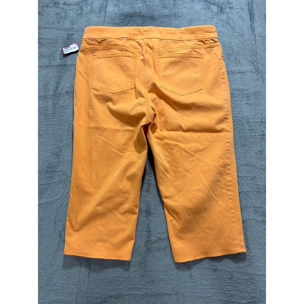 Chico's 16 Womens Orange Pull-On Capri Pants Boho Casual 3 NWT
