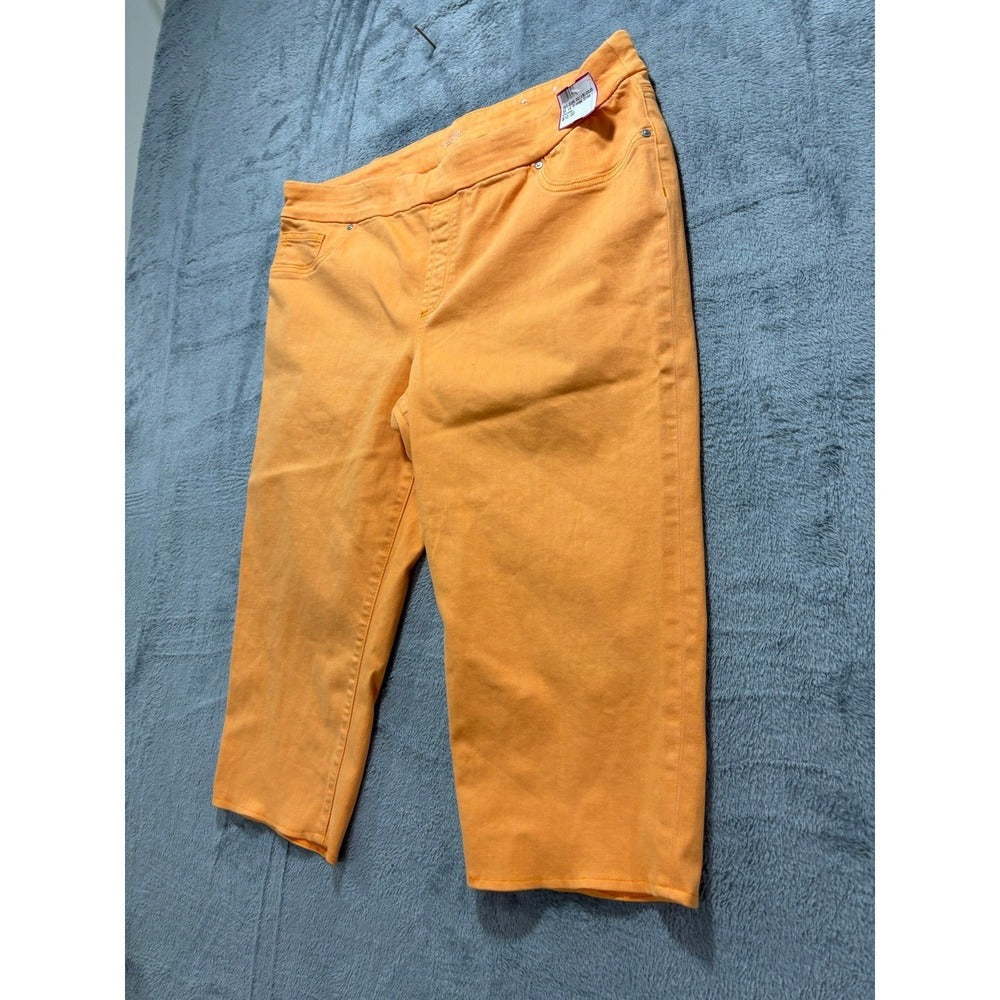 Chico's 16 Womens Orange Pull-On Capri Pants Boho Casual 3 NWT