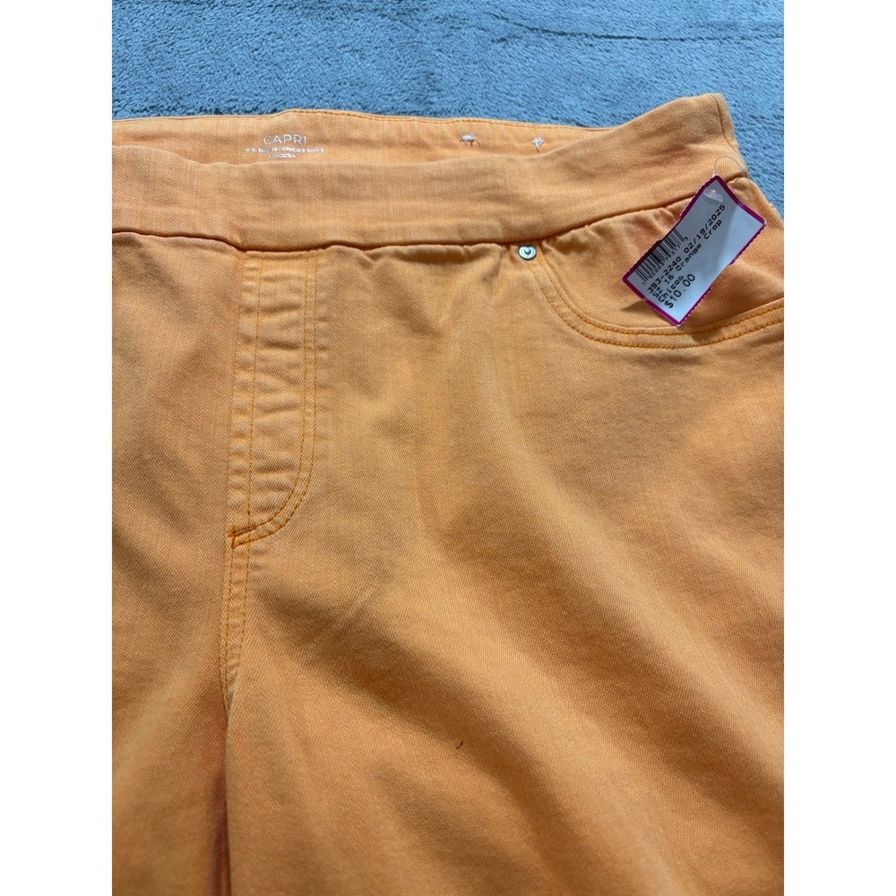 Chico's 16 Womens Orange Pull-On Capri Pants Boho Casual 3 NWT
