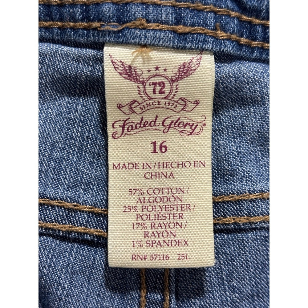 Faded Glory Womens 16 Blue Capri Jeans Denim Pants Boho Casual