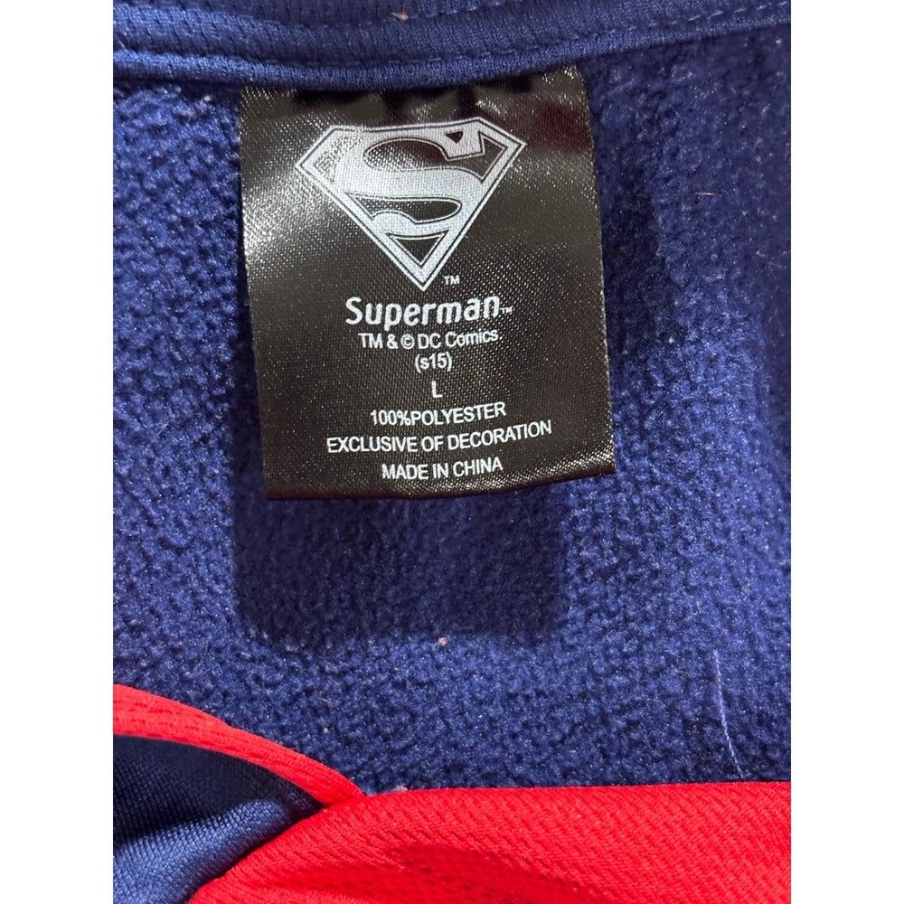 Superman 2 Piece Lot Mens L Blue Football Jersey 00 + Hoodie DC Comics Casual