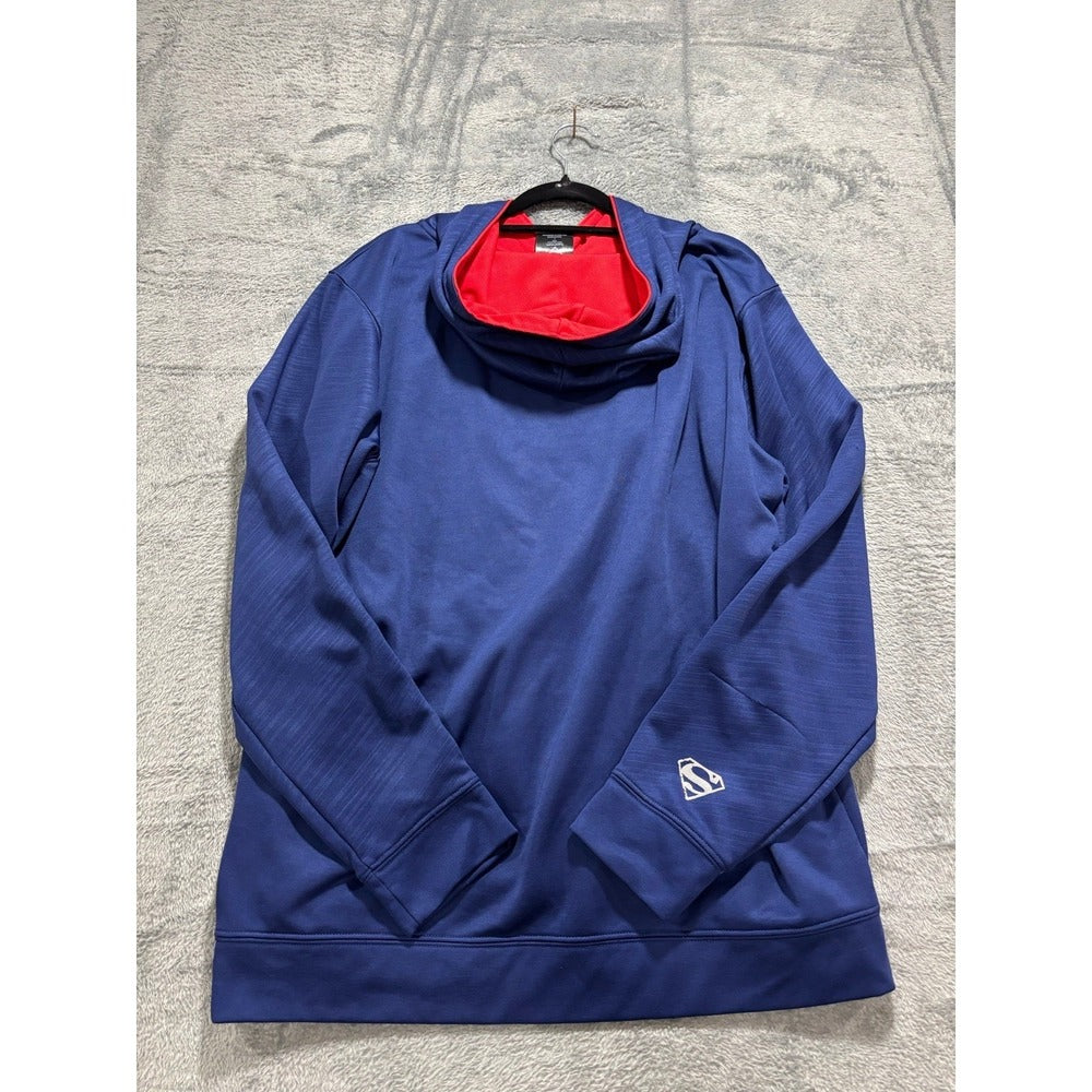 Superman 2 Piece Lot Mens L Blue Football Jersey 00 + Hoodie DC Comics Casual