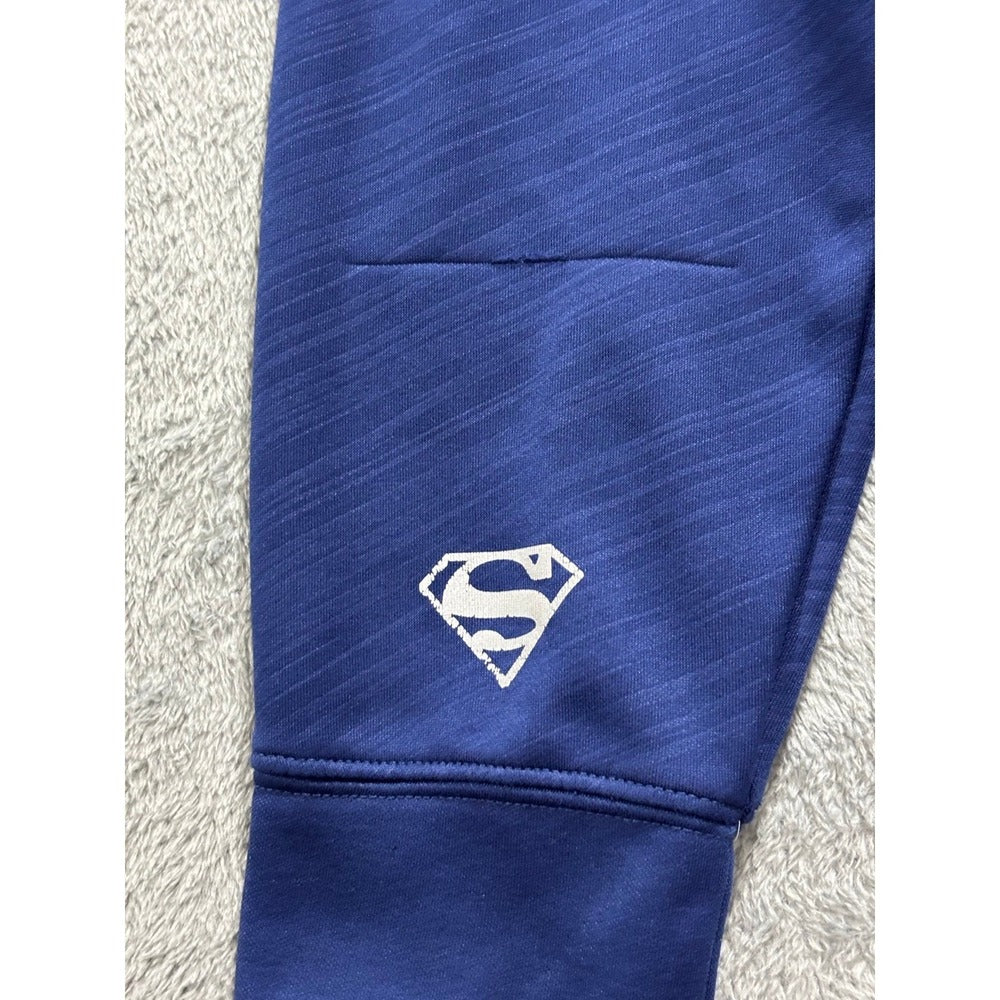 Superman 2 Piece Lot Mens L Blue Football Jersey 00 + Hoodie DC Comics Casual