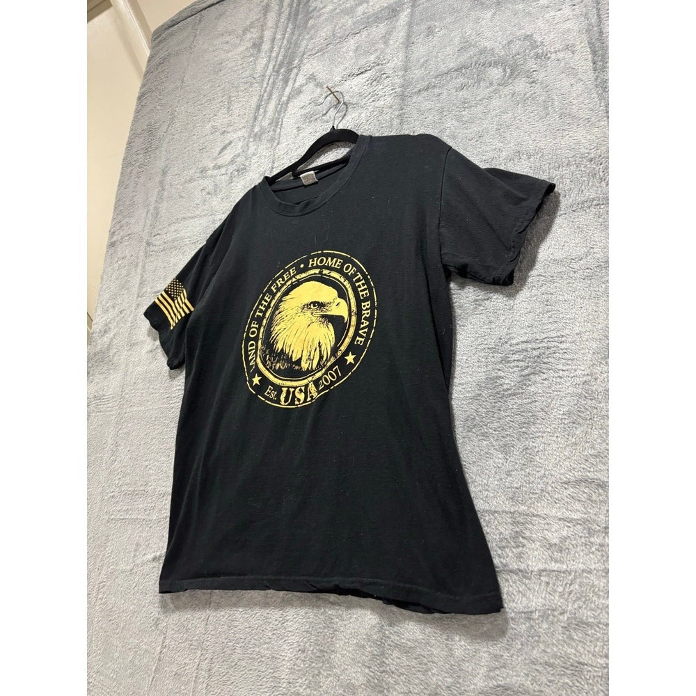 Lot 2 Mens L Black US Army PFU Eagle Home of the Brave Graphic T-Shirts Vintage