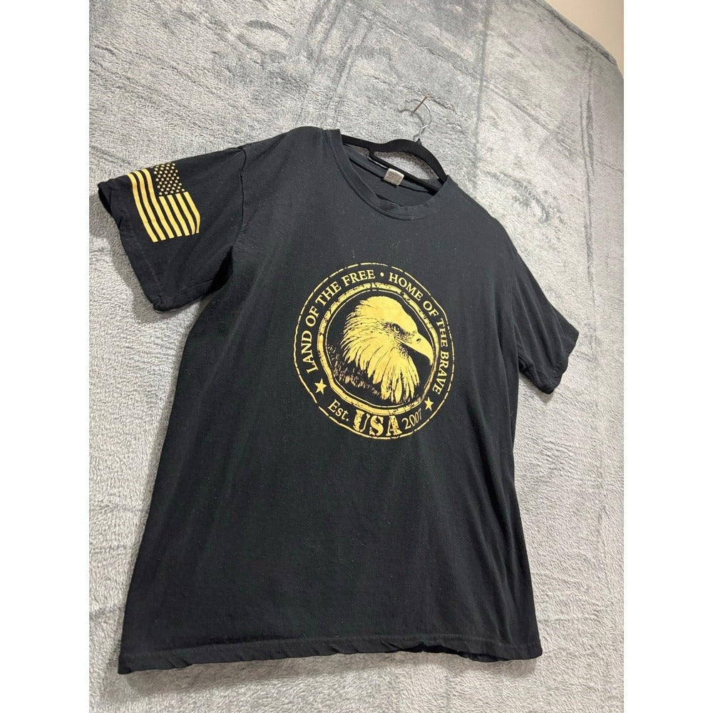 Lot 2 Mens L Black US Army PFU Eagle Home of the Brave Graphic T-Shirts Vintage