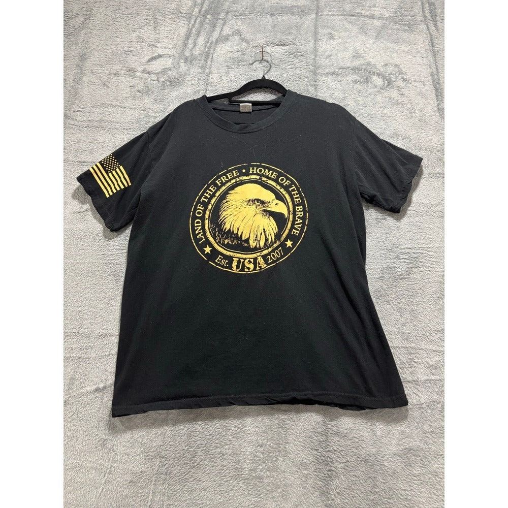 Lot 2 Mens L Black US Army PFU Eagle Home of the Brave Graphic T-Shirts Vintage