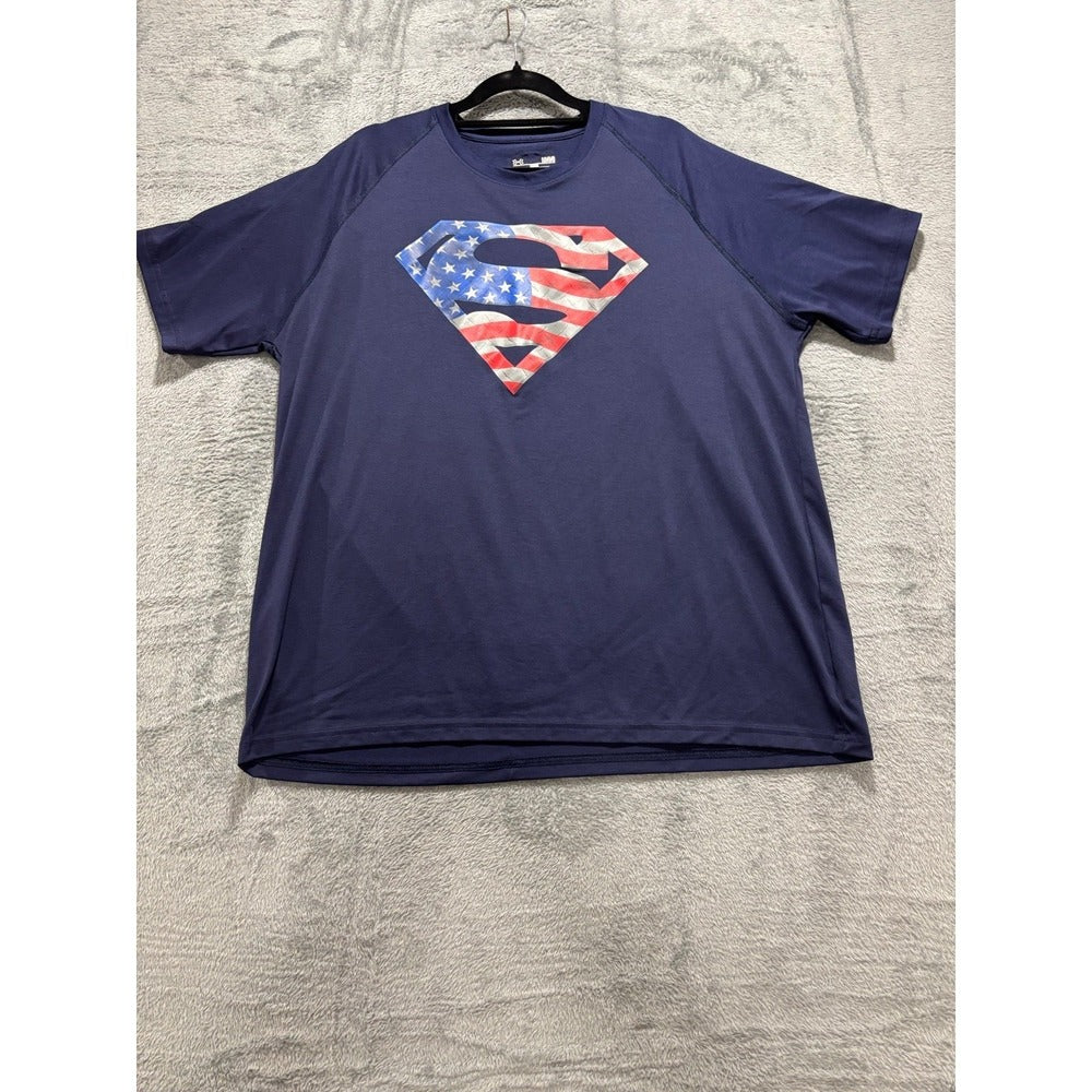 Under Armour Superman 2-Tee Bundle L Blue Black Graphic Athleisure Vintage