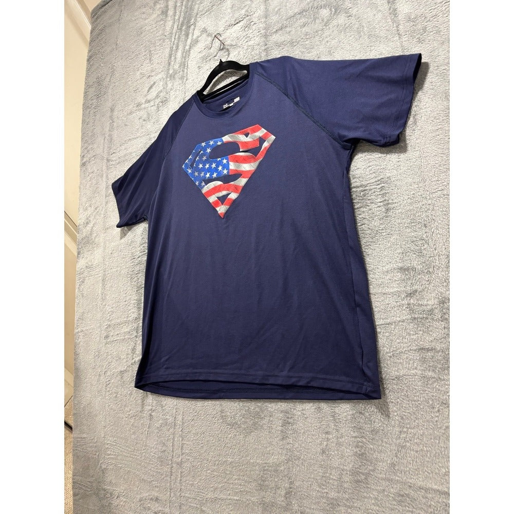 Under Armour Superman 2-Tee Bundle L Blue Black Graphic Athleisure Vintage