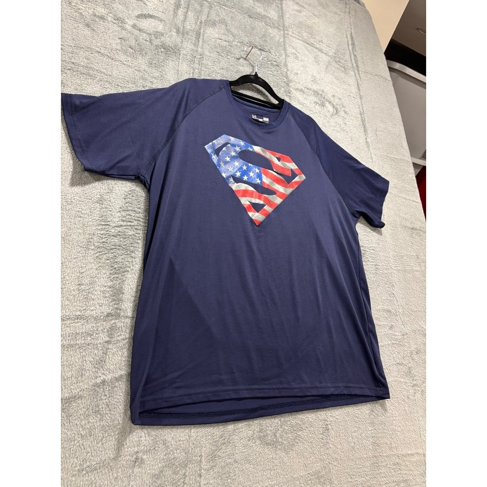 Under Armour Superman 2-Tee Bundle L Blue Black Graphic Athleisure Vintage
