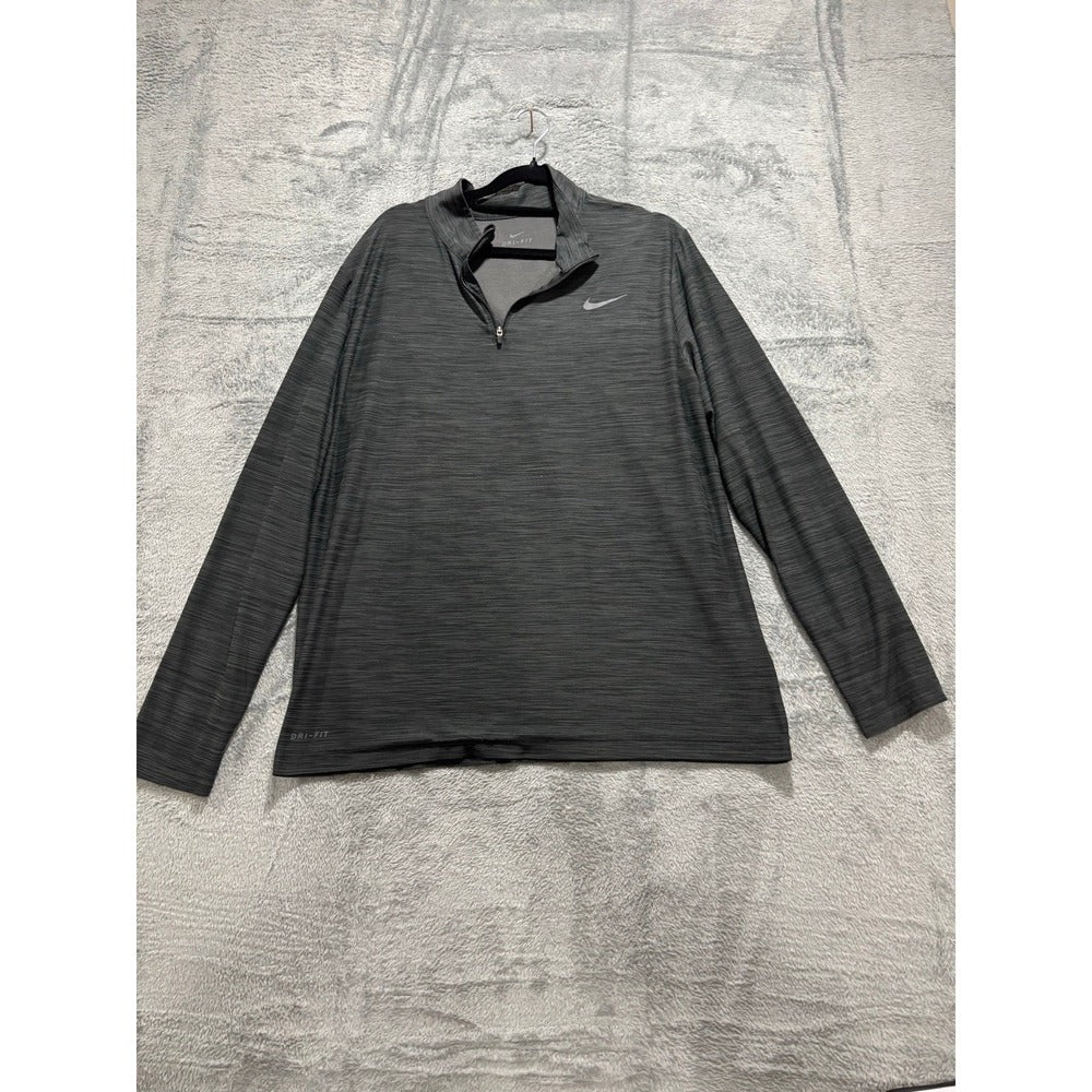 Nike L Gray Dri-FIT Quarter Zip Pullover Mens Athleisure Minimalist Activewear