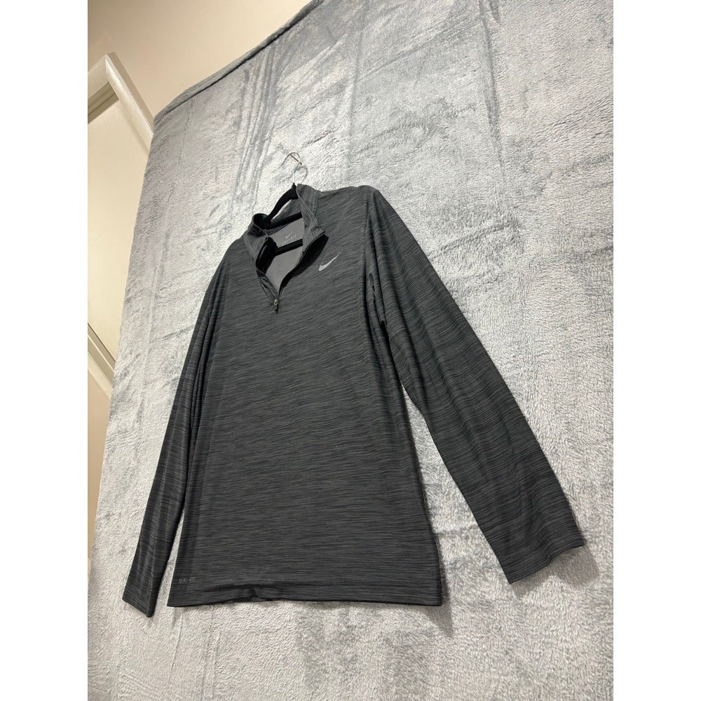 Nike L Gray Dri-FIT Quarter Zip Pullover Mens Athleisure Minimalist Activewear