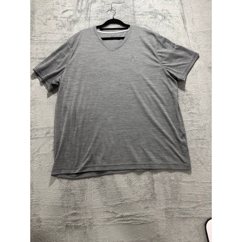 Under Armour Gray V-Neck Tee Shirt Athleisure Casual Mens