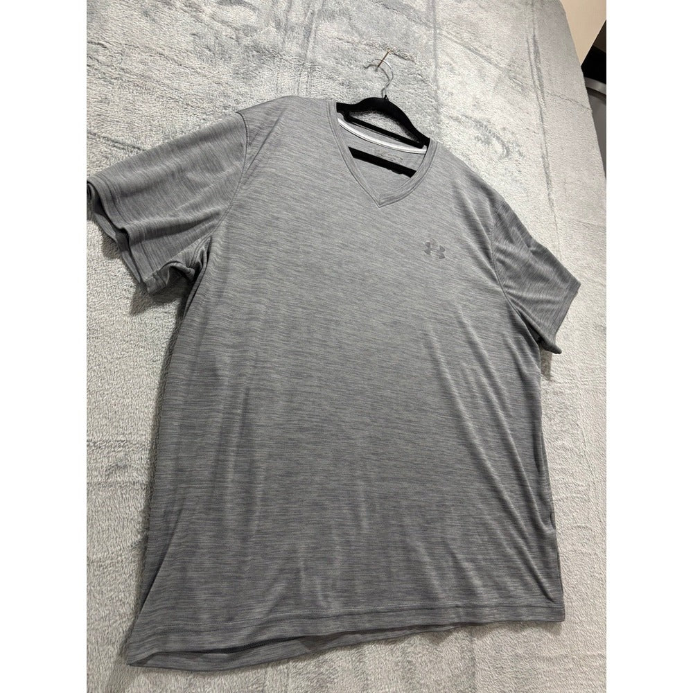 Under Armour Gray V-Neck Tee Shirt Athleisure Casual Mens