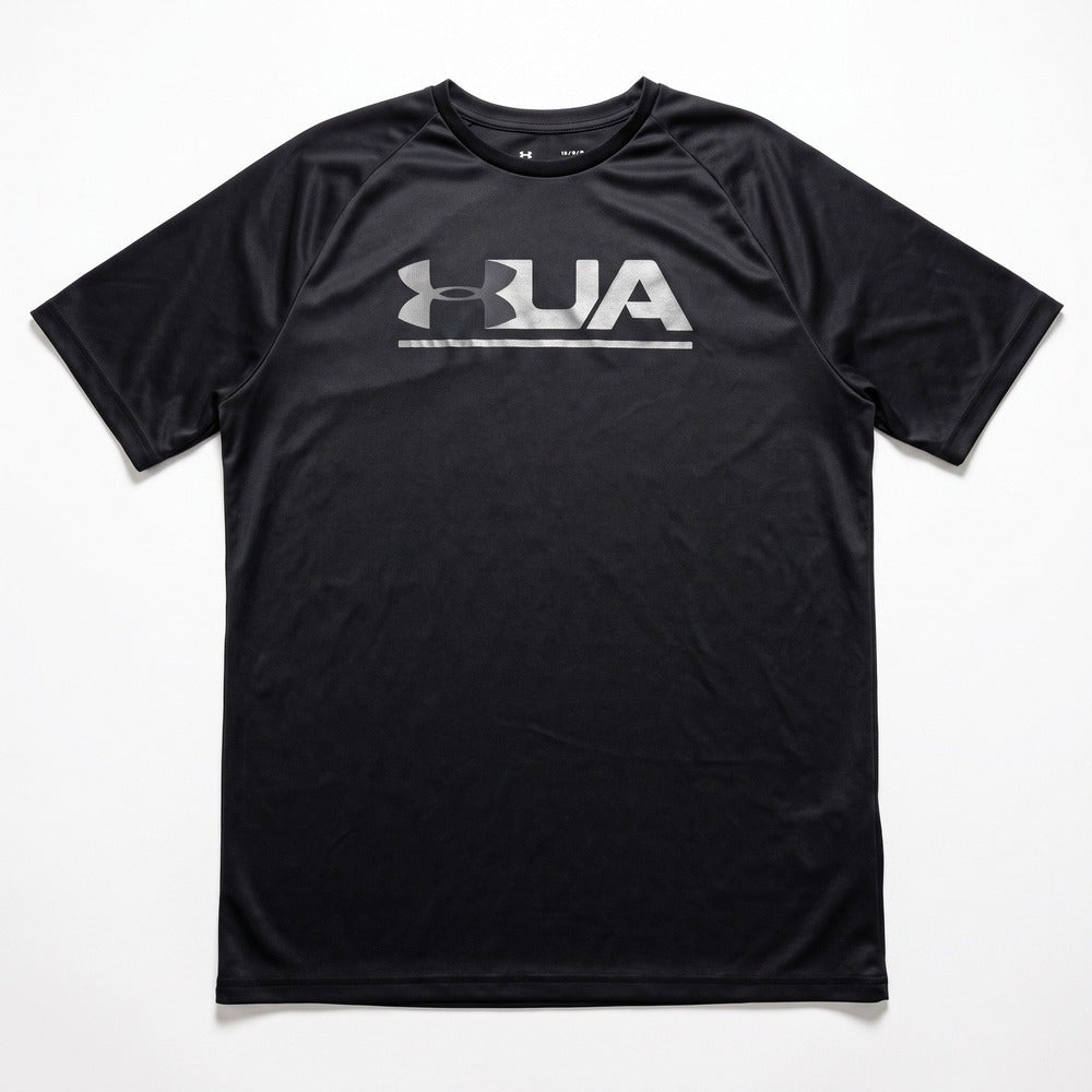 Under Armour L Black Heatgear Loose Fit Logo Tee Athleisure Casual T-Shirt