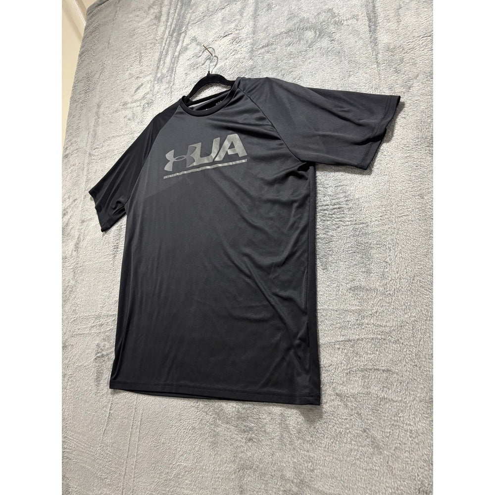 Under Armour L Black Heatgear Loose Fit Logo Tee Athleisure Casual T-Shirt