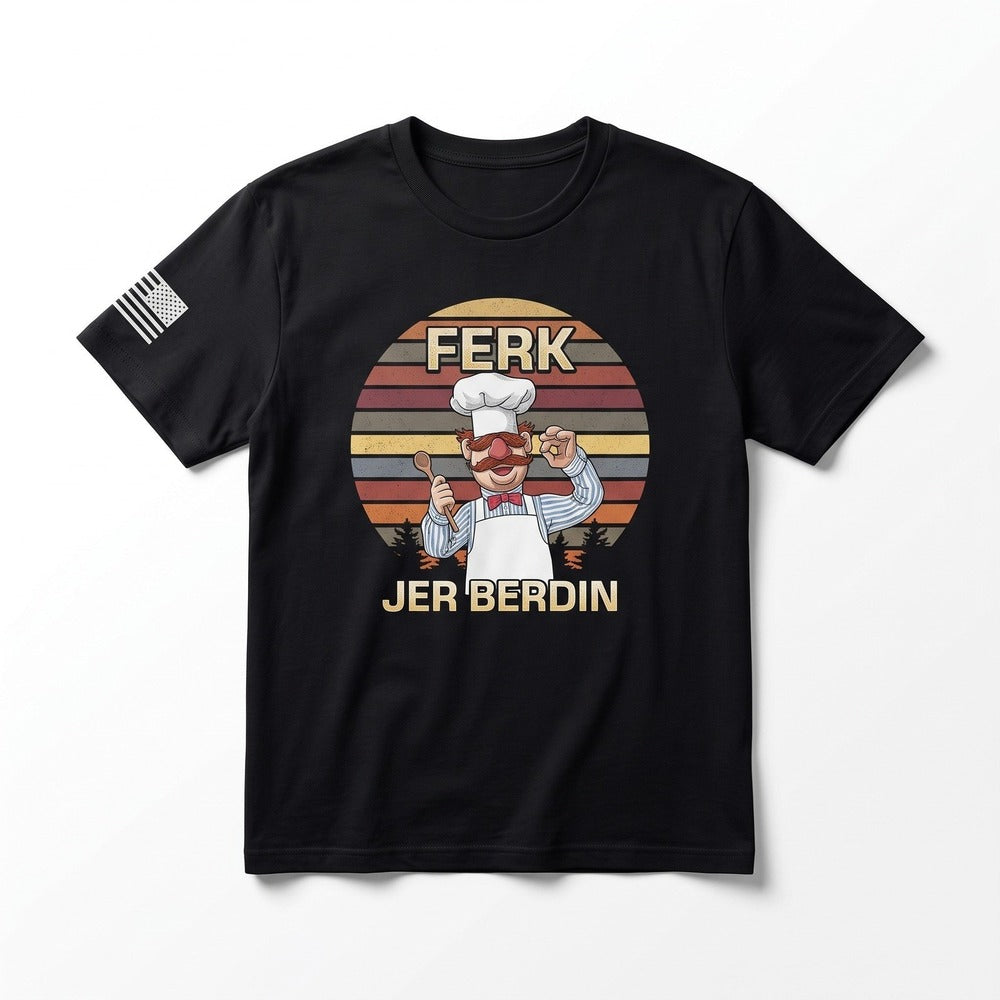 Gildan 2XL Black Swedish Chef Ferk Jer Berdin Graphic Tee Shirt Vintage Casual