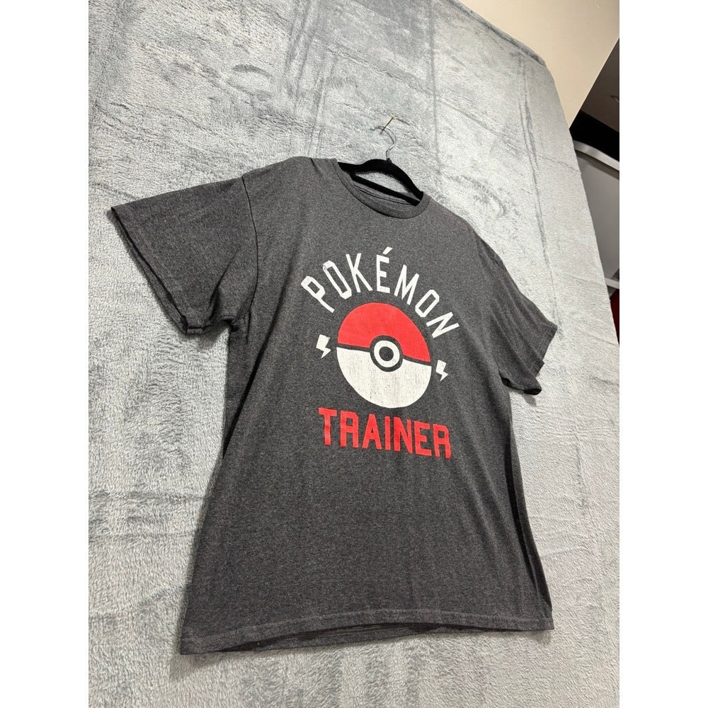 Pokemon Trainer Gray Graphic T-Shirt L Mens Vintage Athleisure Short Sleeve Tee