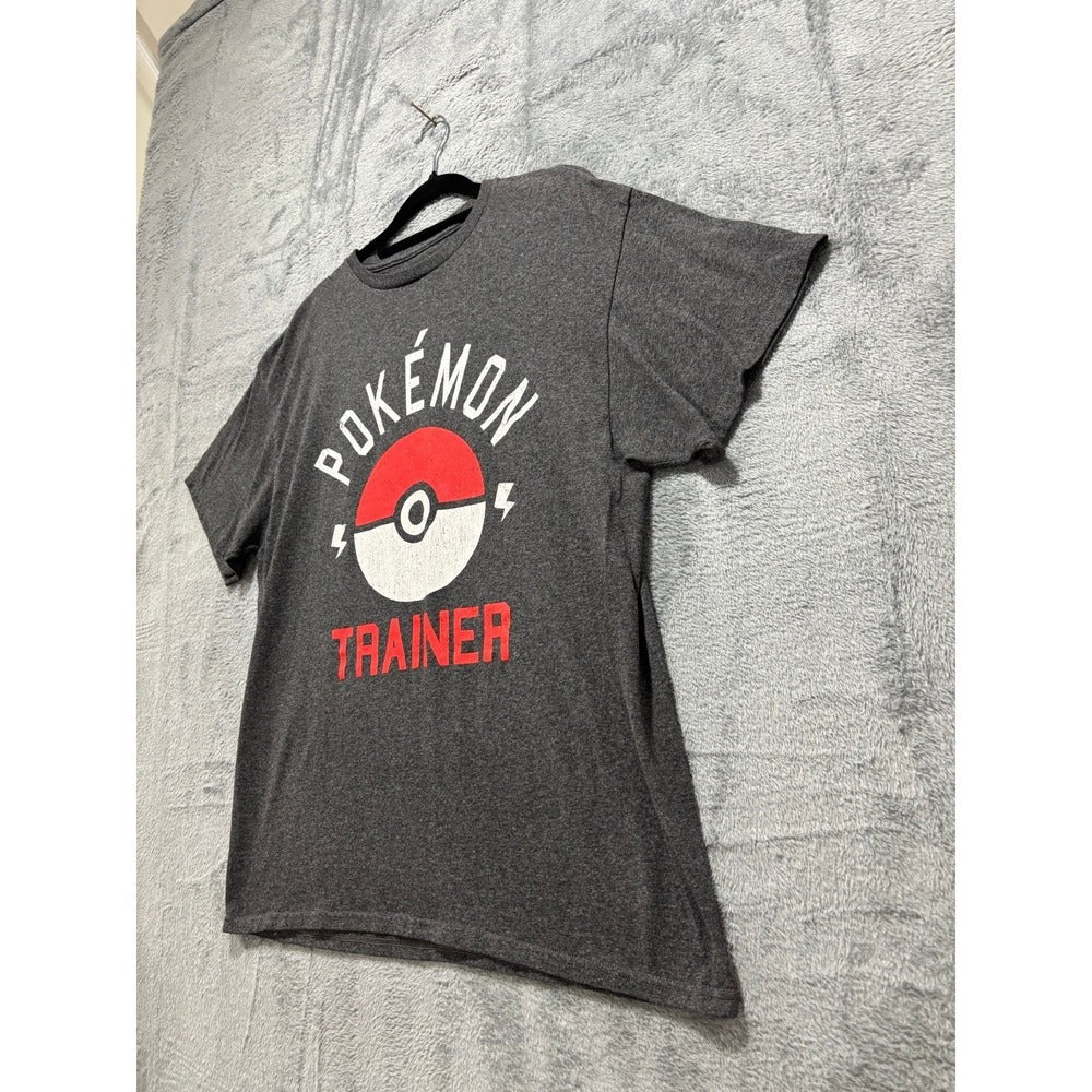Pokemon Trainer Gray Graphic T-Shirt L Mens Vintage Athleisure Short Sleeve Tee