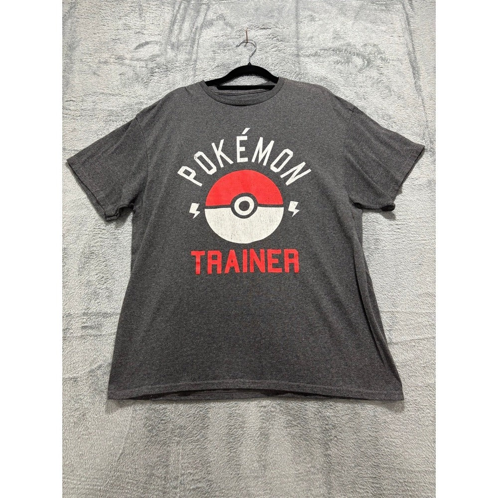 Pokemon Trainer Gray Graphic T-Shirt L Mens Vintage Athleisure Short Sleeve Tee