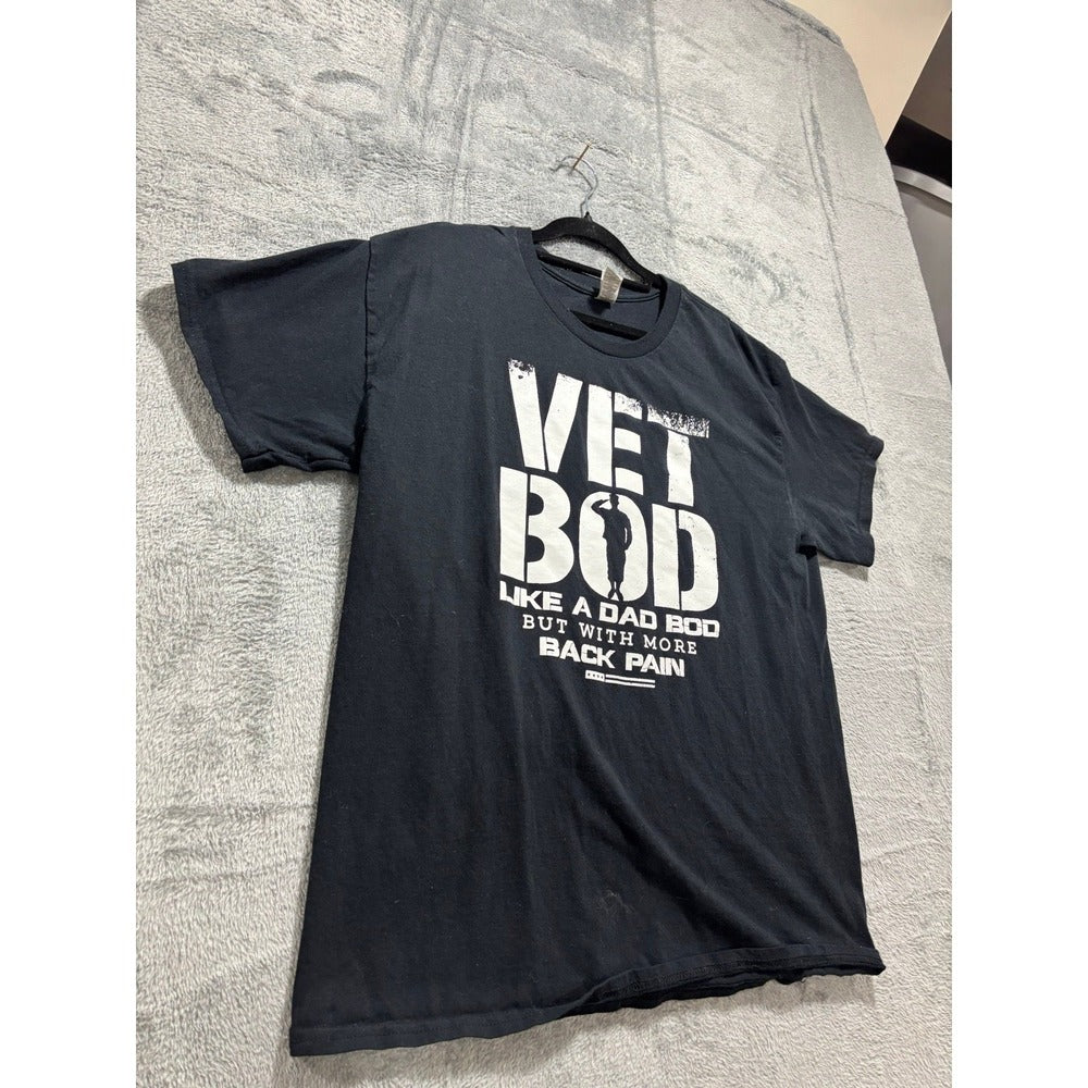 Gildan L Black Vet Bod Graphic Tee Shirt Casual Athleisure Mens