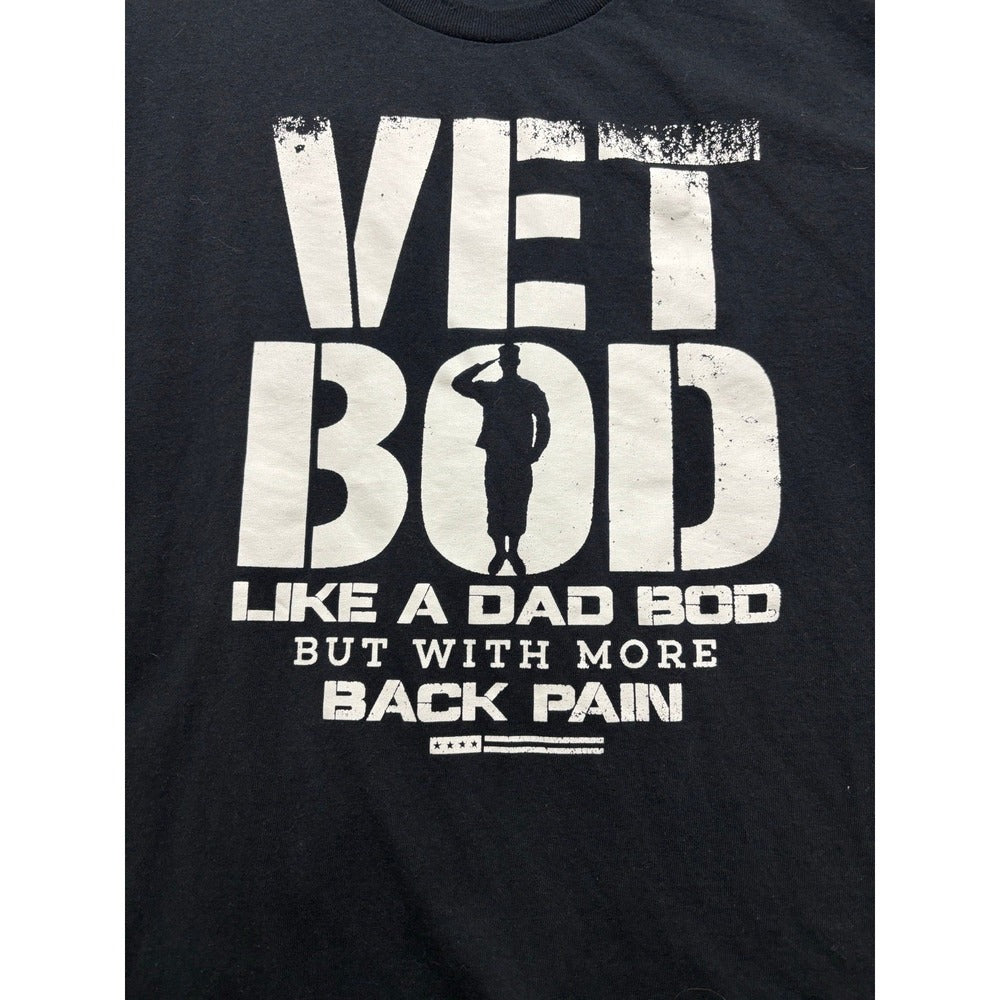 Gildan L Black Vet Bod Graphic Tee Shirt Casual Athleisure Mens