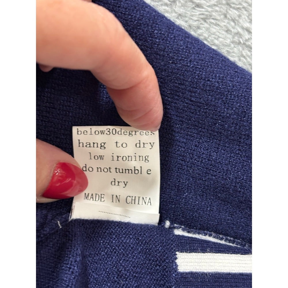 Disamer L Womens Navy Blue Striped Crewneck Sweater