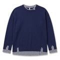 Disamer L Womens Navy Blue Striped Crewneck Sweater