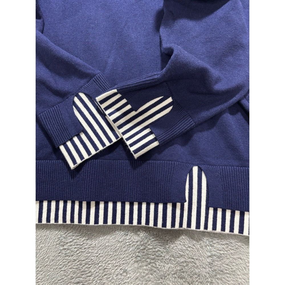 Disamer L Womens Navy Blue Striped Crewneck Sweater