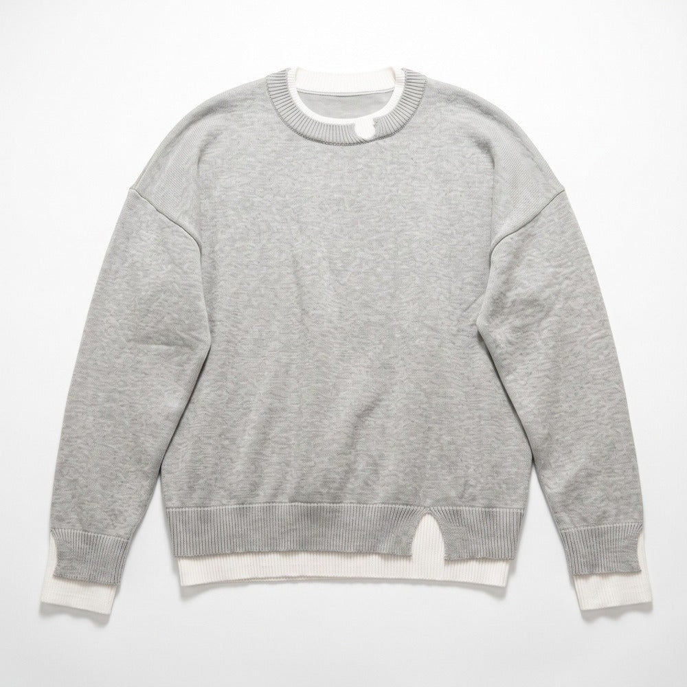 XXL Womens Gray Layered Crewneck Sweater