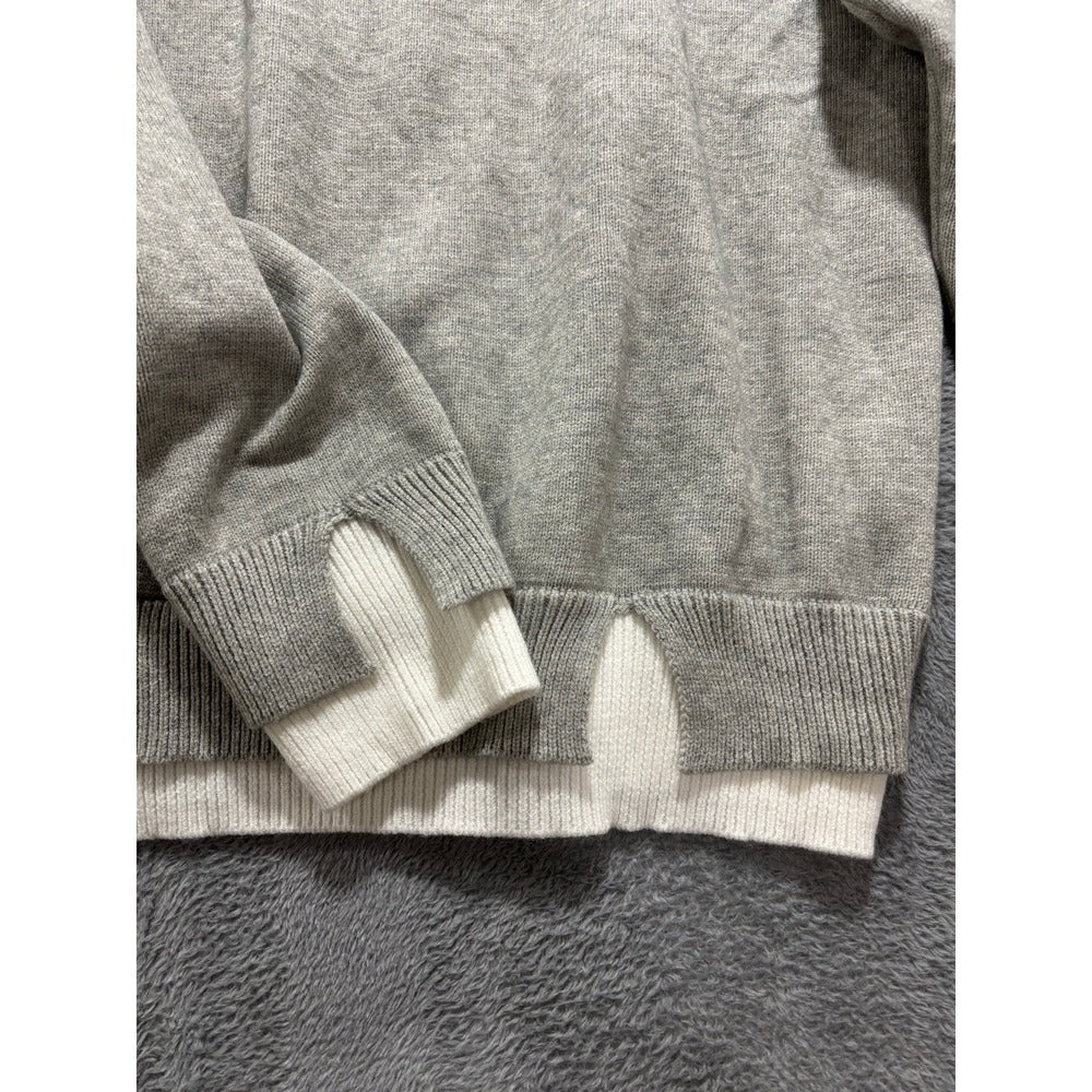 XXL Womens Gray Layered Crewneck Sweater
