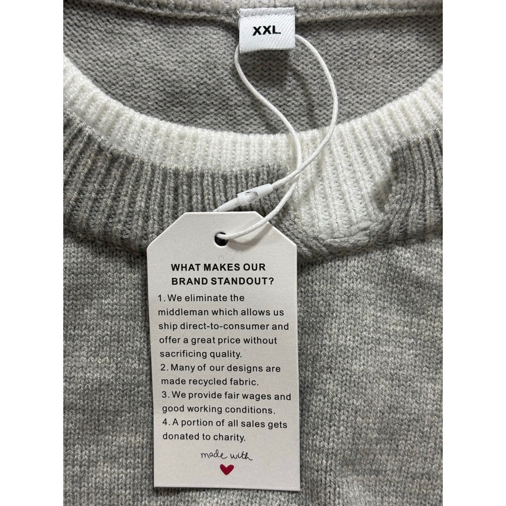 XXL Womens Gray Layered Crewneck Sweater