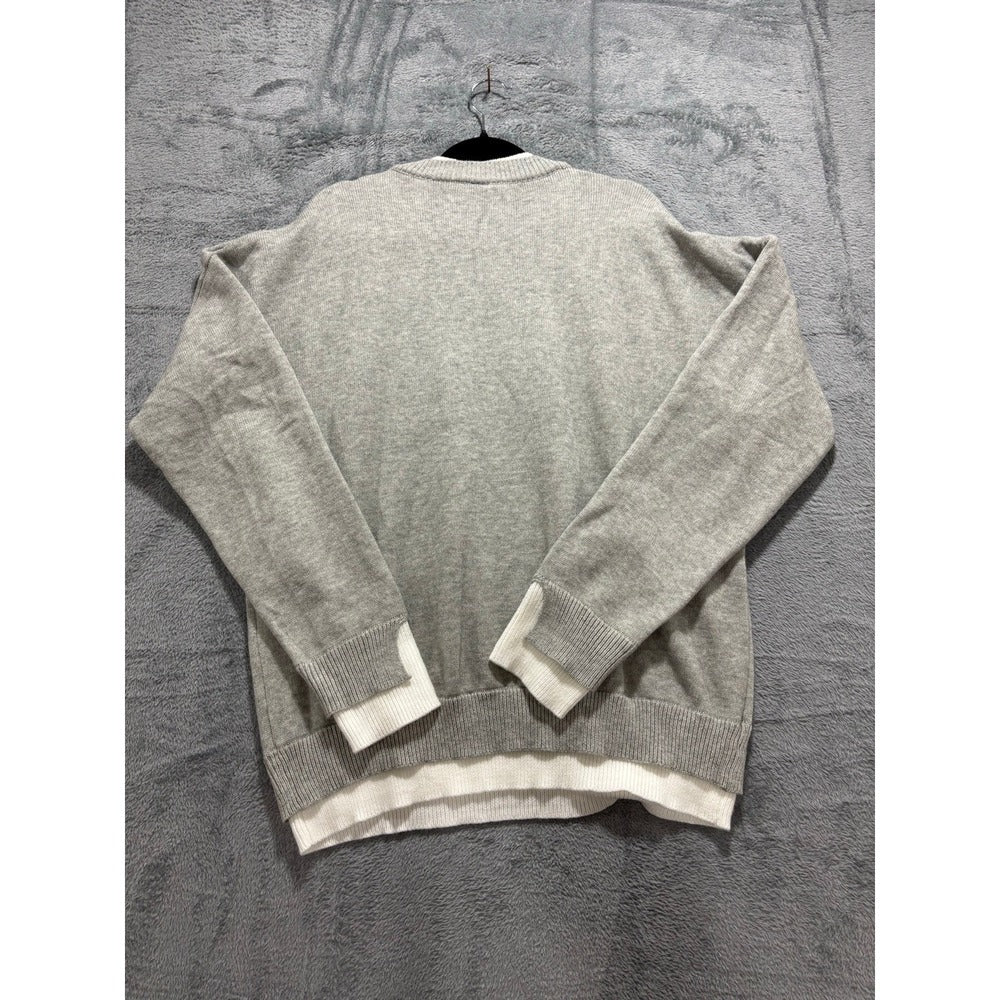 XXL Womens Gray Layered Crewneck Sweater