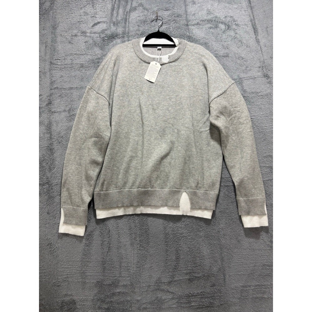 XXL Womens Gray Layered Crewneck Sweater