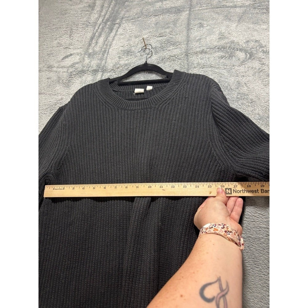 Gap XL Womens Black Ribbed Knit Crewneck Sweater Casual Cozy Long Sleeve Pull