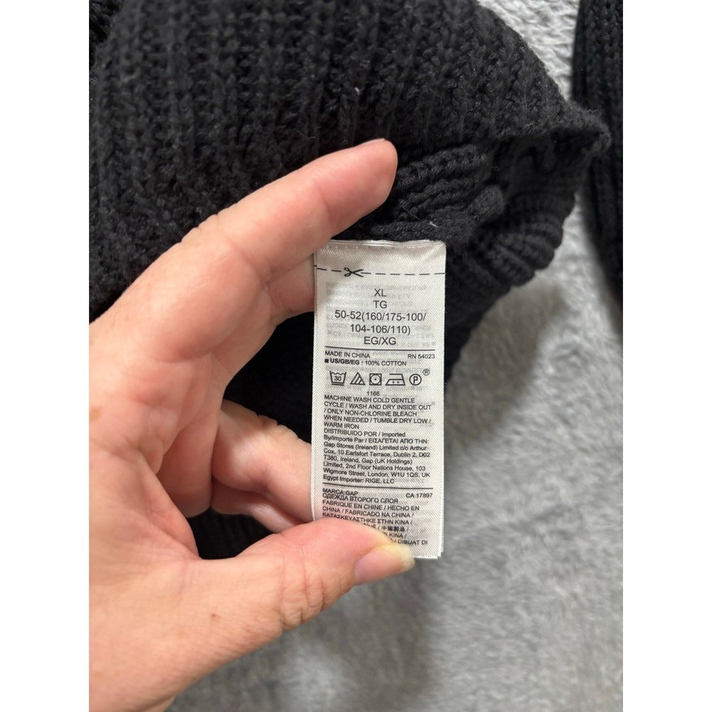 Gap XL Womens Black Ribbed Knit Crewneck Sweater Casual Cozy Long Sleeve Pull